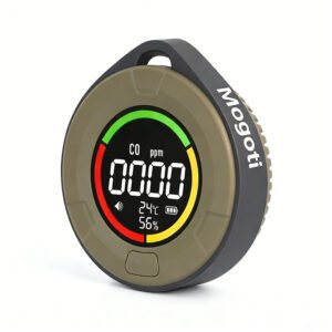 Mogoti Portable Carbon Monoxide Detector for Travel, 3-in-1 CO Monitor with Temperature & Humidity Display, Rechargeable CO Alarm 120H Standby, Magnetic Mount & Lanyard for RV, Car, Hotel, Camping